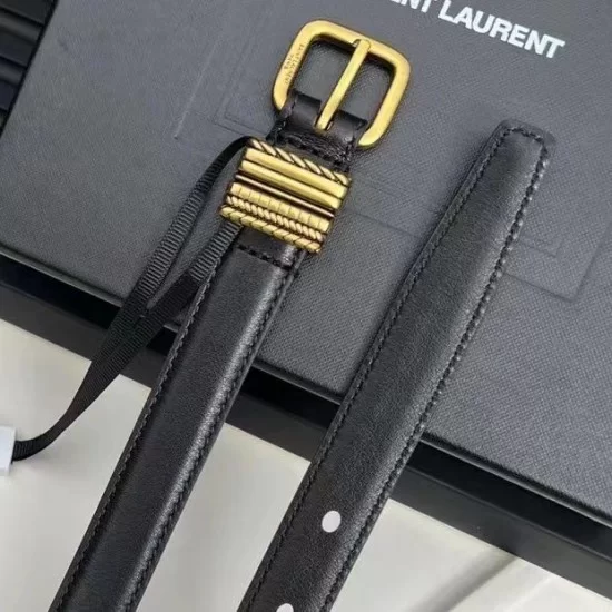 Yves saint Laurent Belt黒レザー ベルト 金色バックル SAINT LAURENT Leather belt | NET-A-PORTER